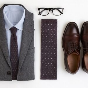 Rooster Roosternit Mens Wool Knit Tie Brown‎ White Geometric Pattern Birdseye